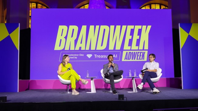 (L-R) Digitas’ Melissa Berger, Flam’s Kumar Shah, ADWEEK’s Ryan Joe