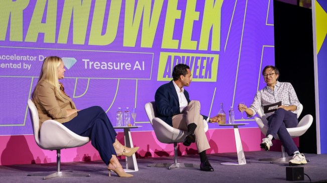 (L-R) Cox Automotive’s Callie Cogley, Treasure AI’s Rafa Flores, ADWEEK’s Ryan Joe